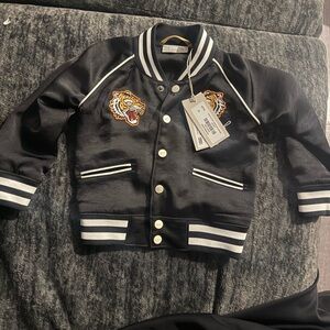 Kith Kids Black Jacket with Tiger Design